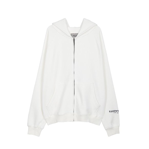 Fear Of God Essentials Fleece Zip White Hoodie - Picture 1 of 13